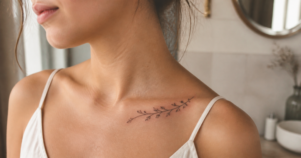 Tatouage clavicule femme : idées, douleur et placement